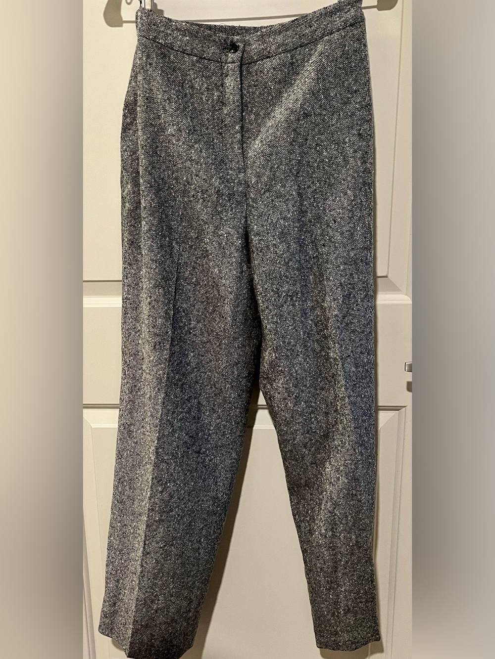 Vintage Laura Ashley Gray Tweed High-Waist Straight Trousers